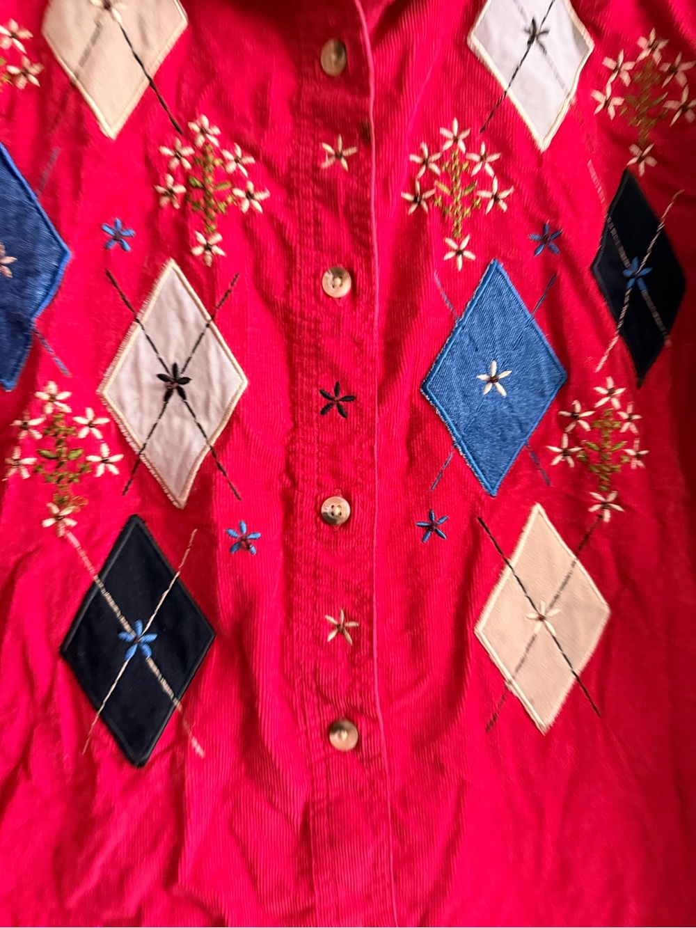 Cabin Creek Red Shirt with Denim Trim - Picture 2 of 4